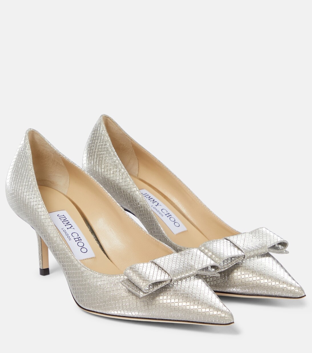 

Туфли-лодочки Love 65 из ткани со змеиным принтом Jimmy Choo, серебряный
