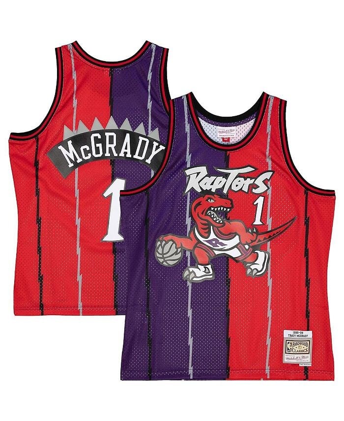 

Мужская джерси Tracy McGrady Purple, Red Toronto Raptors Hardwood Classics 1998-99 Split Swingman Mitchell & Ness, фиолетовый