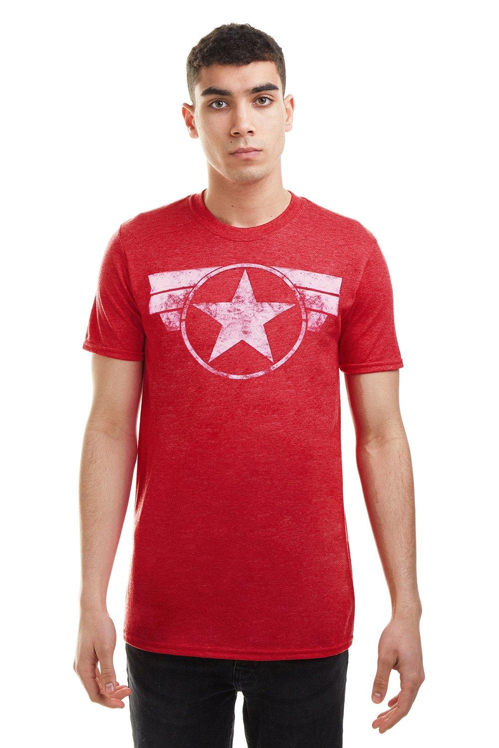 Хлопковая футболка с логотипом «Капитан Америка» Marvel, красный хлопковая футболка с логотипом капитан америка marvel белый