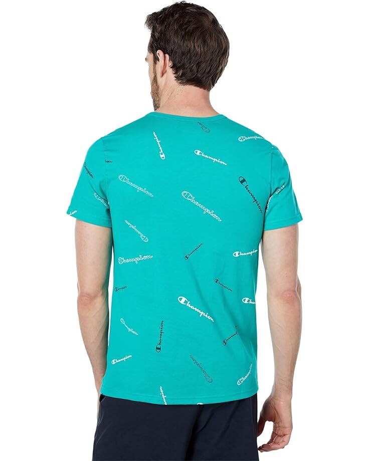 

Футболка Champion Classic Logo All Over Print Tee, цвет Tossed Script Green Reef