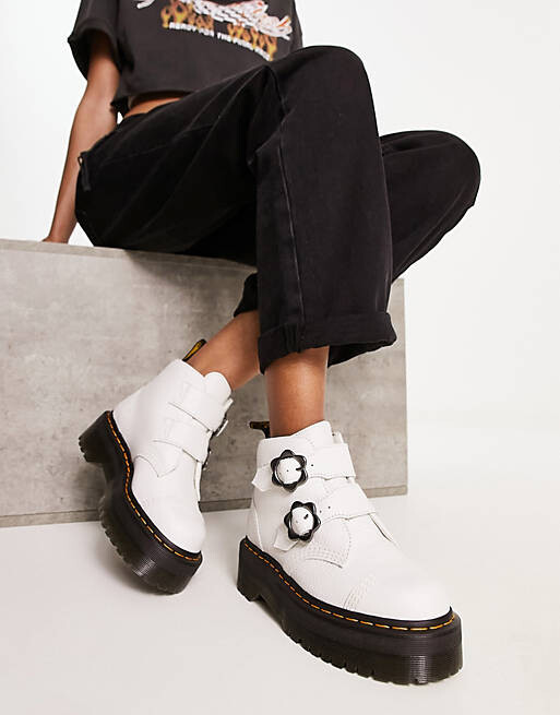 

Белые ботинки с цветочным принтом Dr Martens Devon, Белый