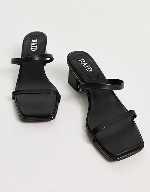 

Черные босоножки на среднем каблуке с ремешками RAID Wide Fit Frieda