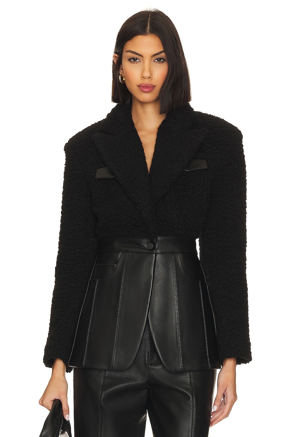 

Куртка Ceren Ocak Leather With Faux Shearing, черный