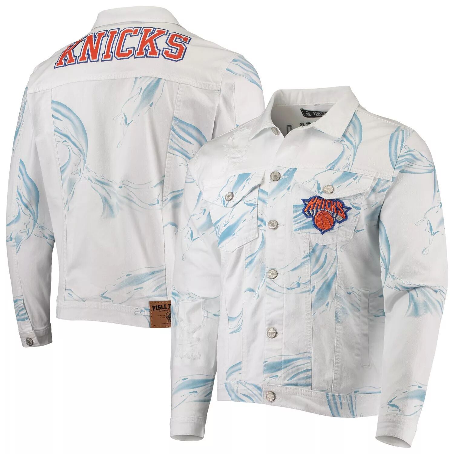 

Мужская белая джинсовая куртка FISLL New York Knicks Ice Cloud, Белый