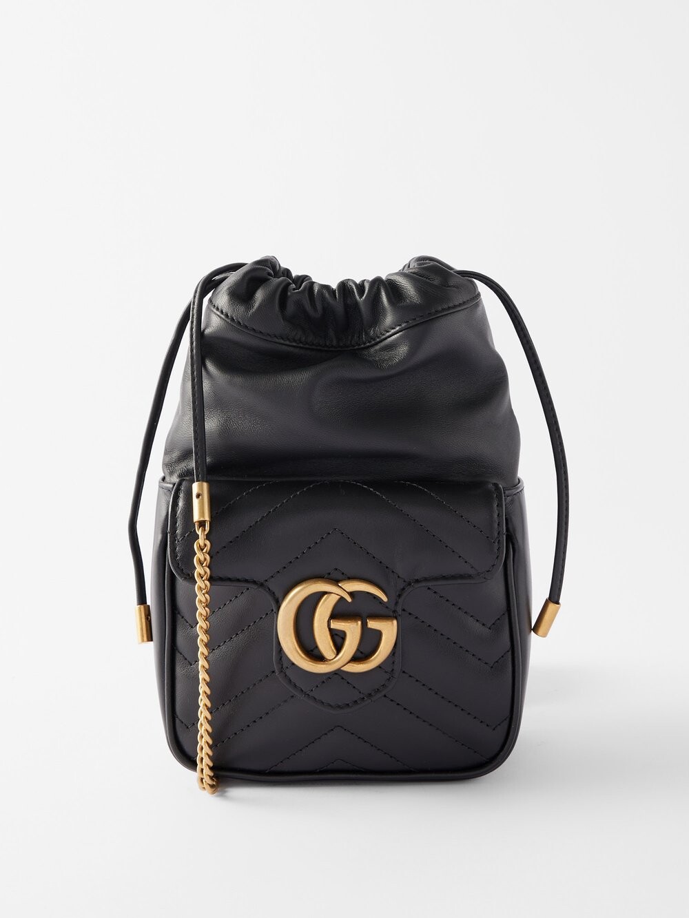 

Миниатюрная кожаная сумка-ведро gg marmont Gucci, черный