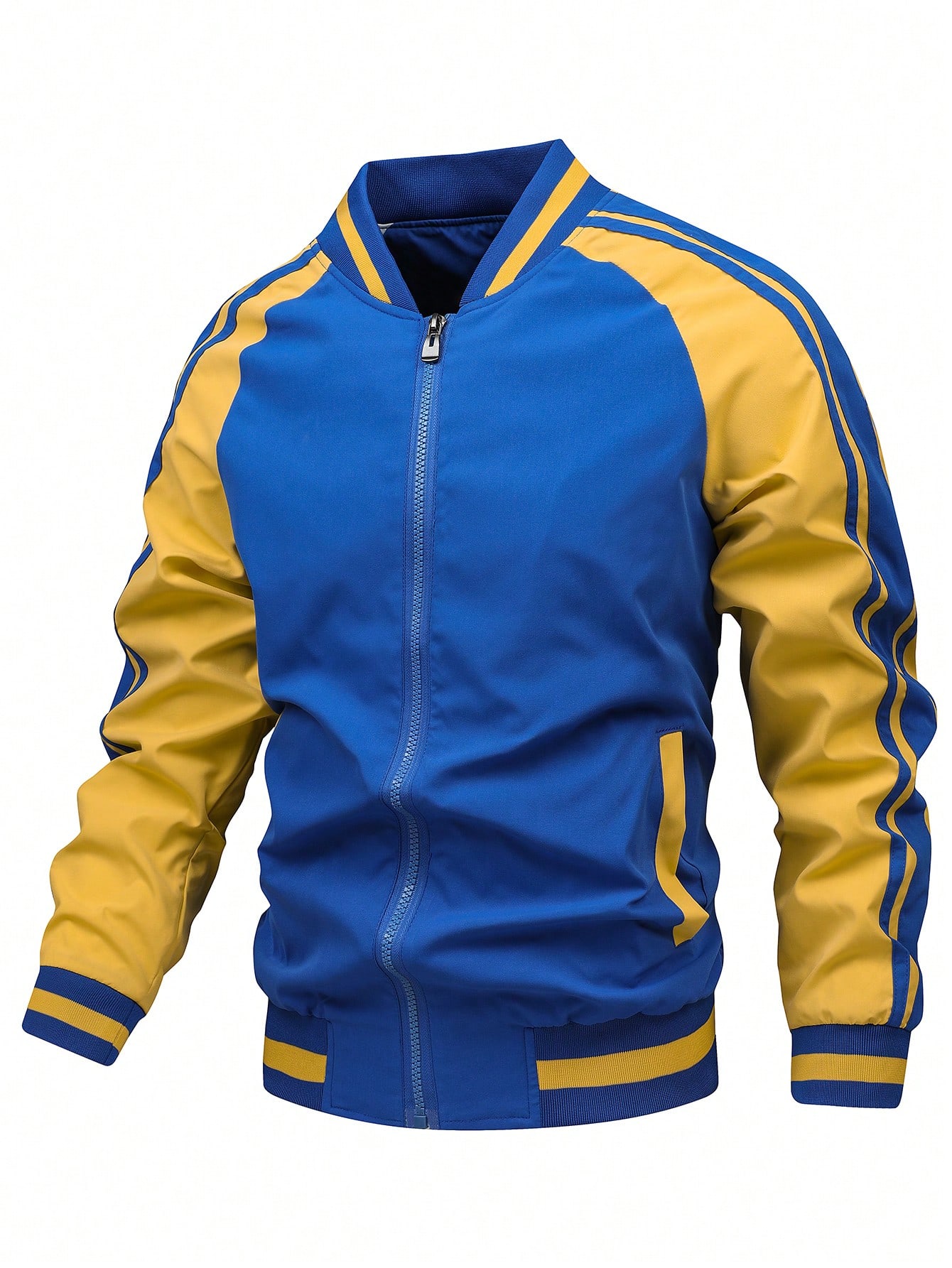 Модная мужская простая и стильная куртка-пилот с цветовыми блоками, синий