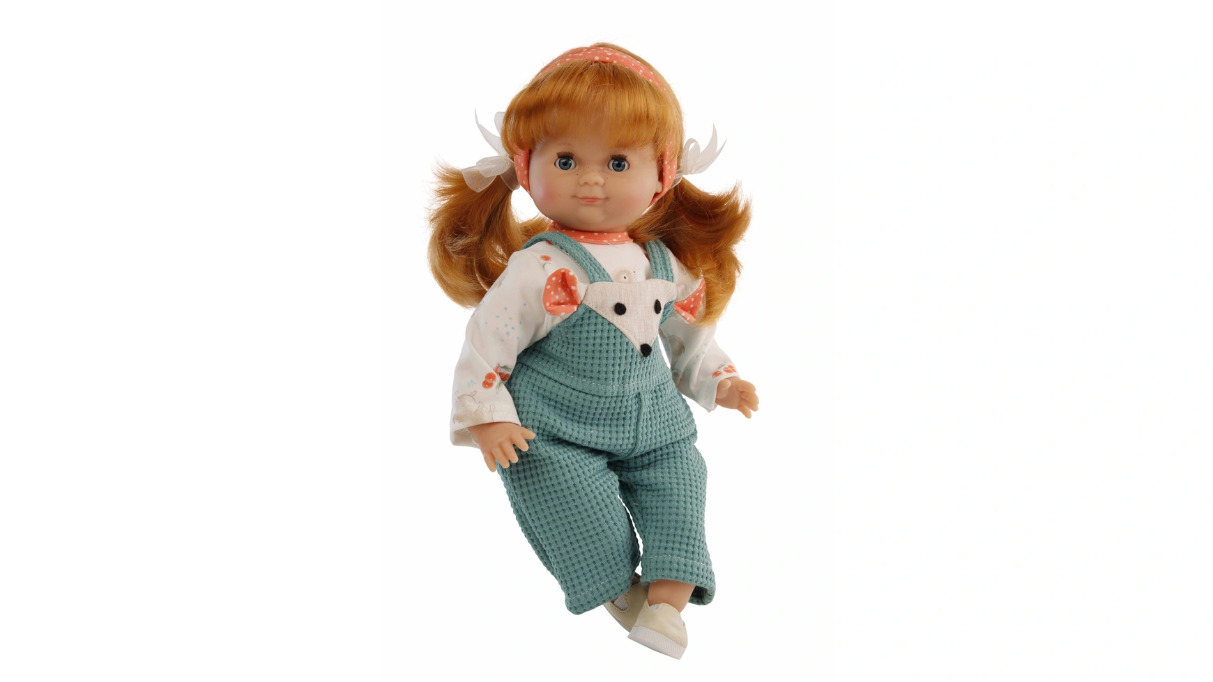 Куклы Schildkroet-Puppen Шлюммерле 32 см, рыжие волосы, голубые спящие глаза, мышь в одежде