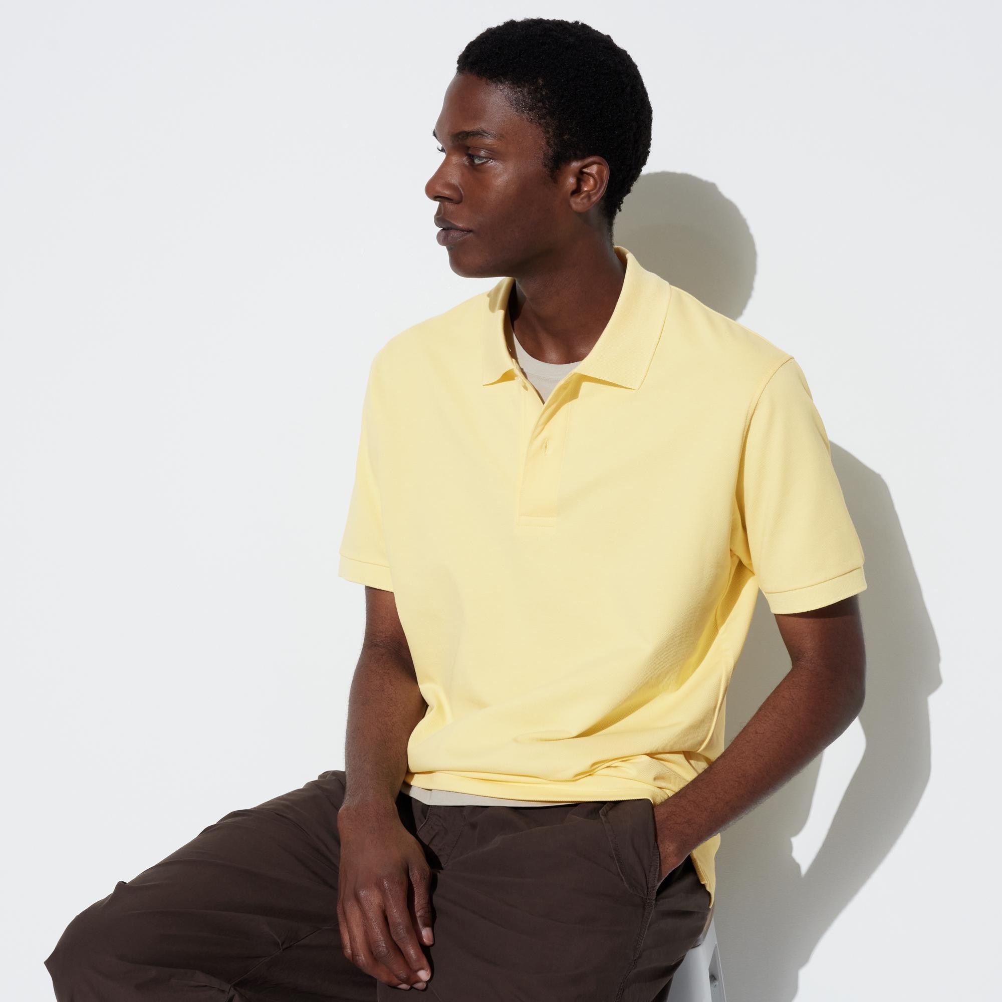 цена Рубашка-поло UNIQLO Dry Kanoko с коротким рукавом, желтый
