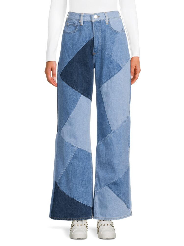 

Широкие джинсы с высокой посадкой в стиле пэчворк Frame, цвет Blue Patches
