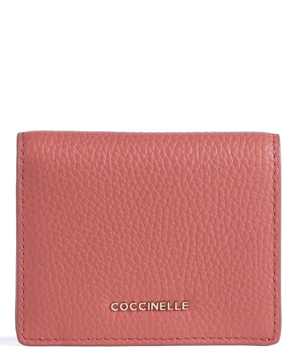 Мягкий кошелек металлик из зерненой кожи le Coccinelle, розовый