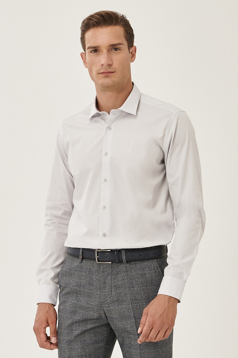 Облегающая рубашка с острым воротником Ac&Co, серый рубашка с петлицами и острым воротником ac