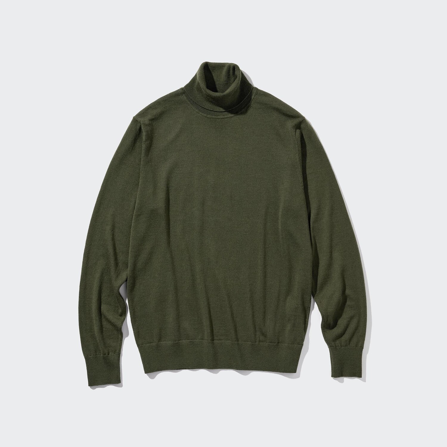 

Свитер Uniqlo мужской из шерсти мериноса, оливковый, Зеленый