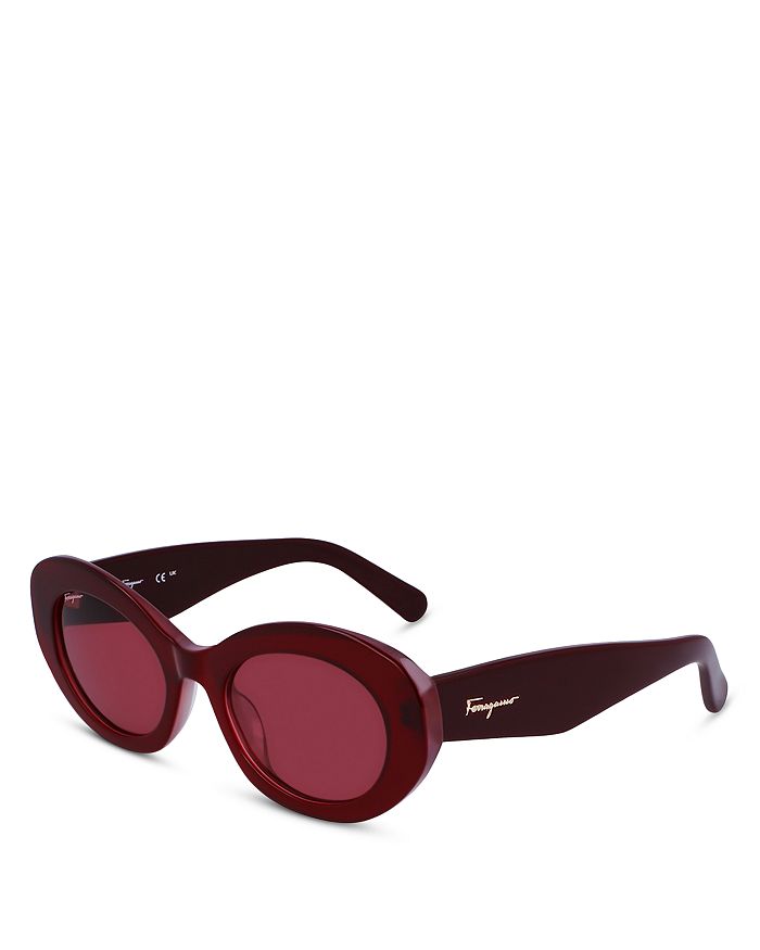 Овальные солнцезащитные очки, 53 мм Ferragamo speks solid red magnet