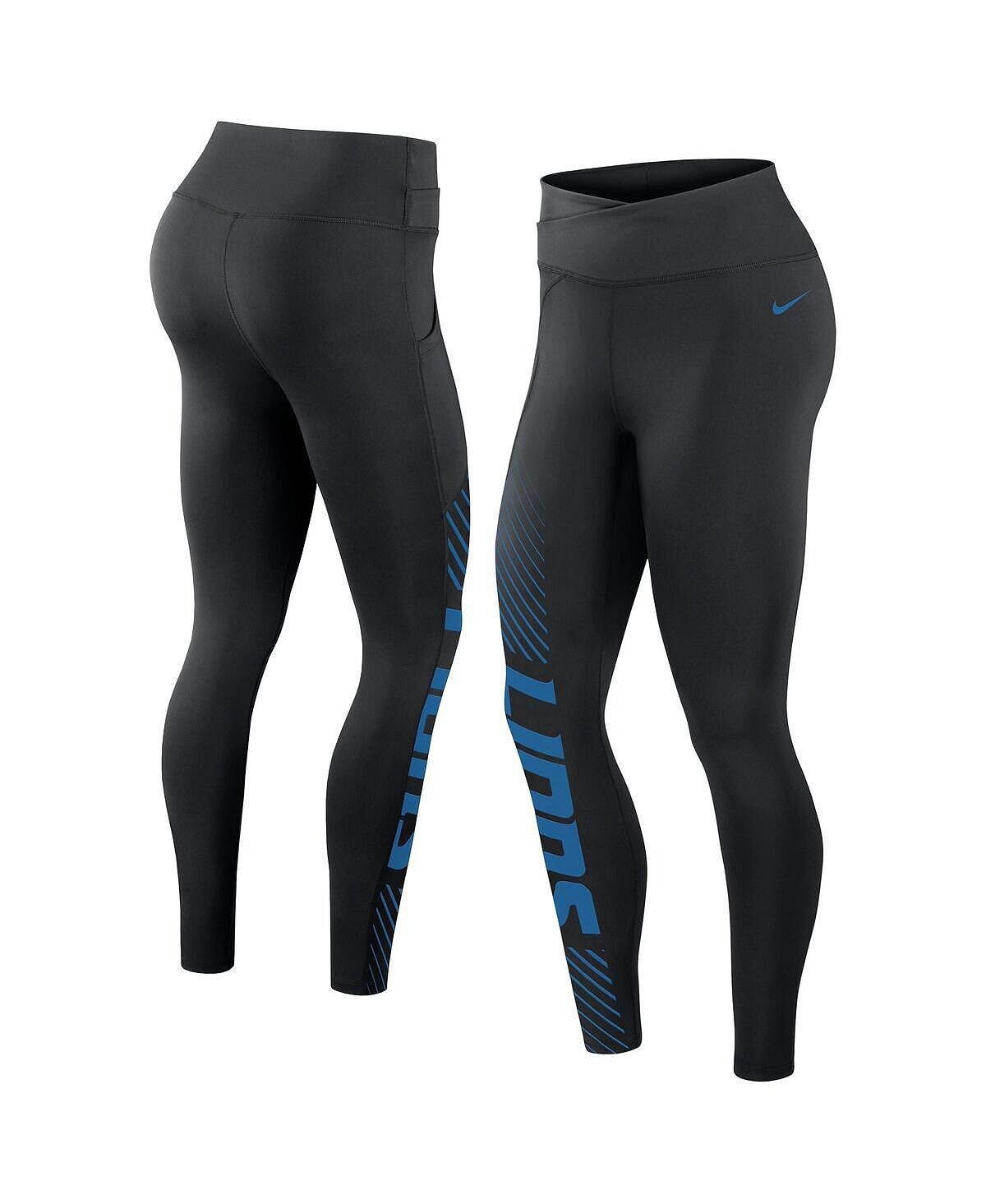 

Черные женские леггинсы-кроссоверы Detroit Lions Yard Line Nike, черный