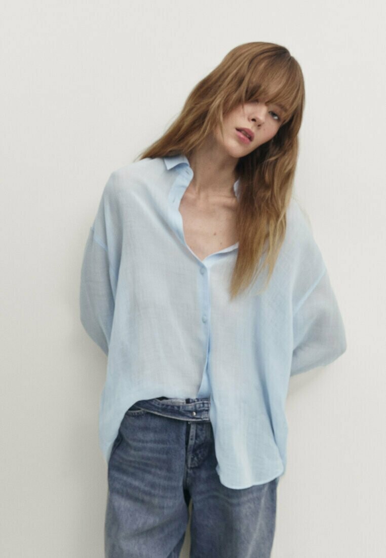 

Блузка-рубашка Massimo Dutti, цвет light blue