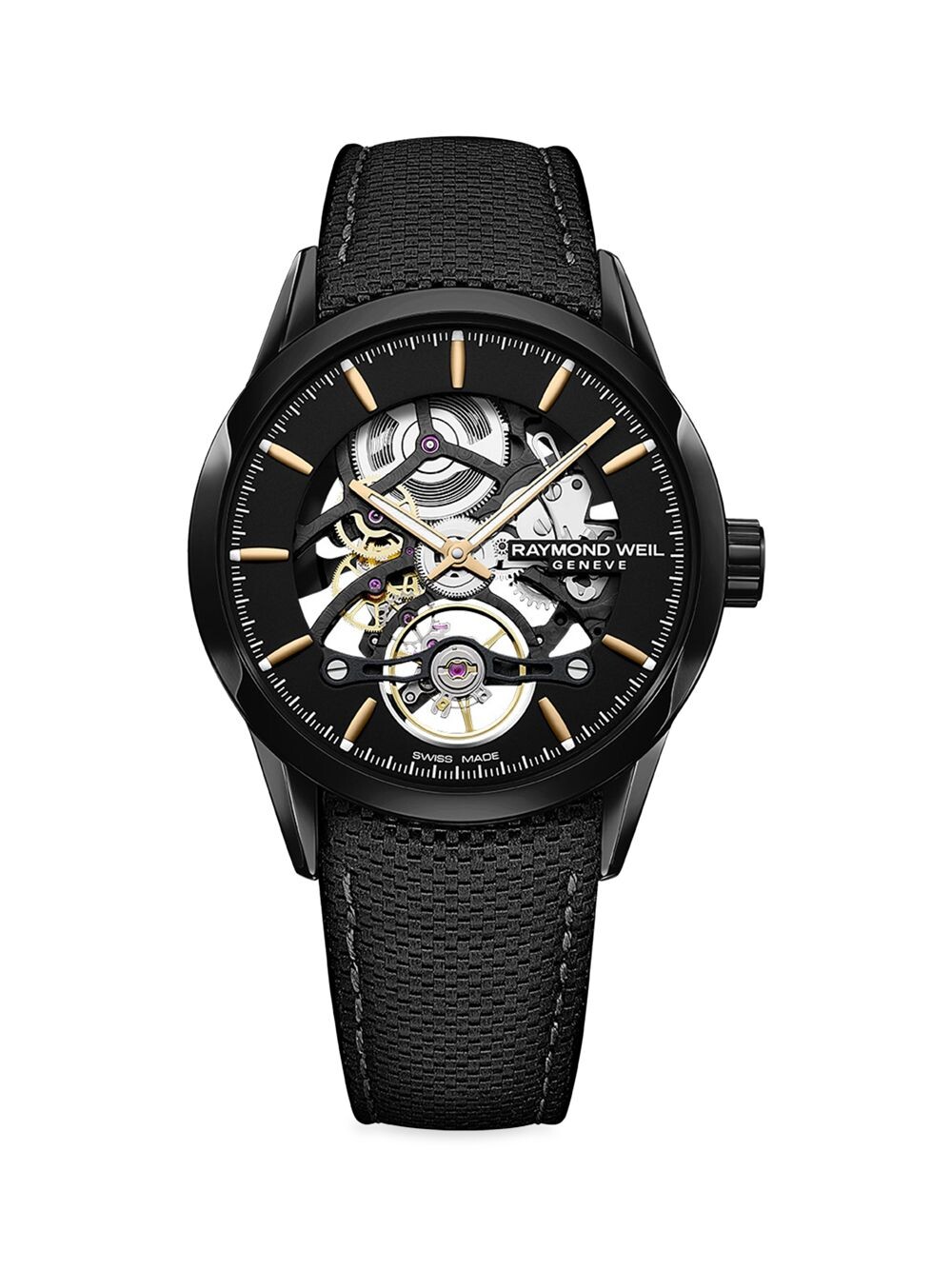 

Часы Freelancer Skeleton с кожаным ремешком Raymond Weil, черный