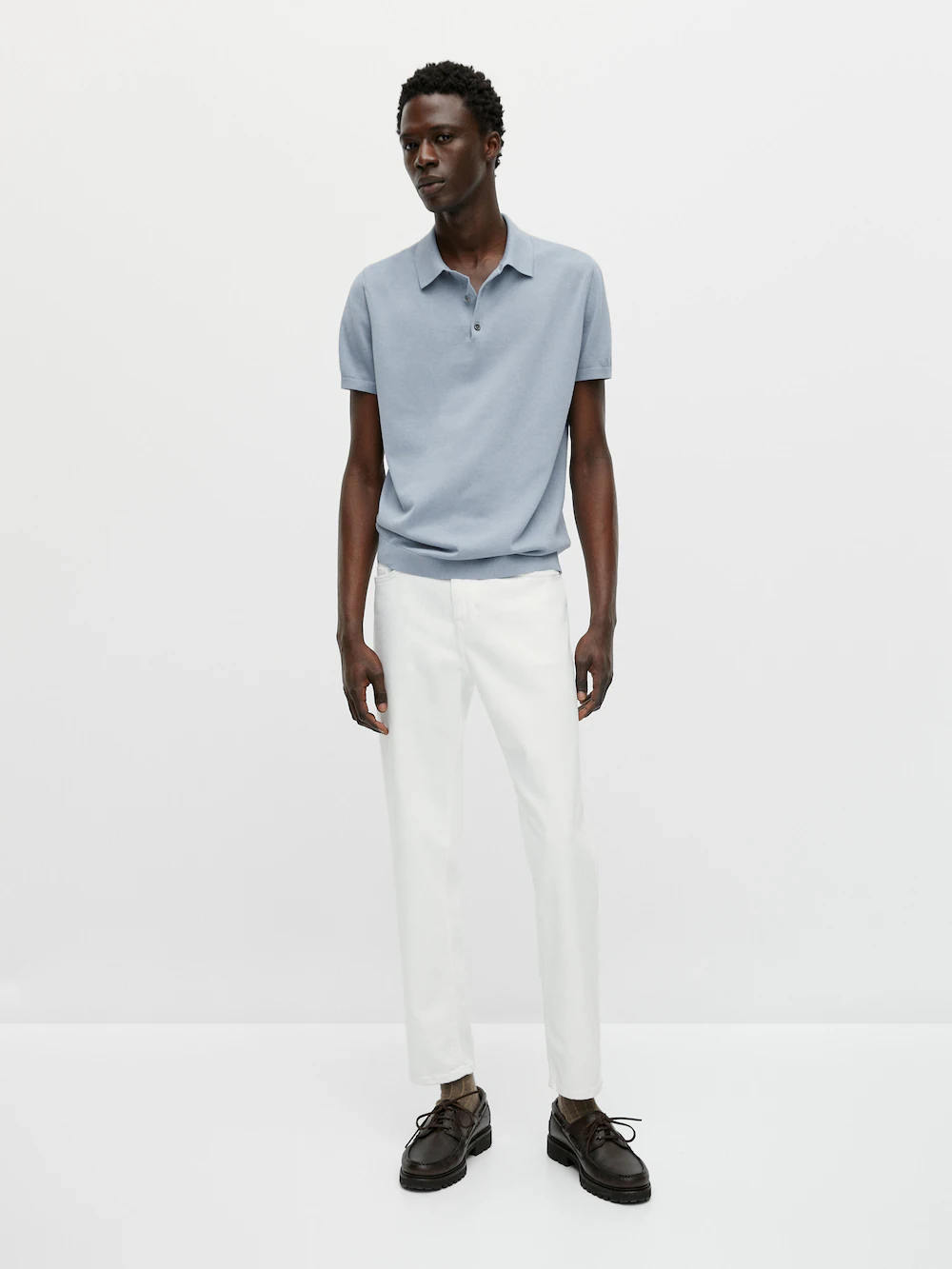 

Свитер из хлопка с коротким рукавом Massimo Dutti, синий