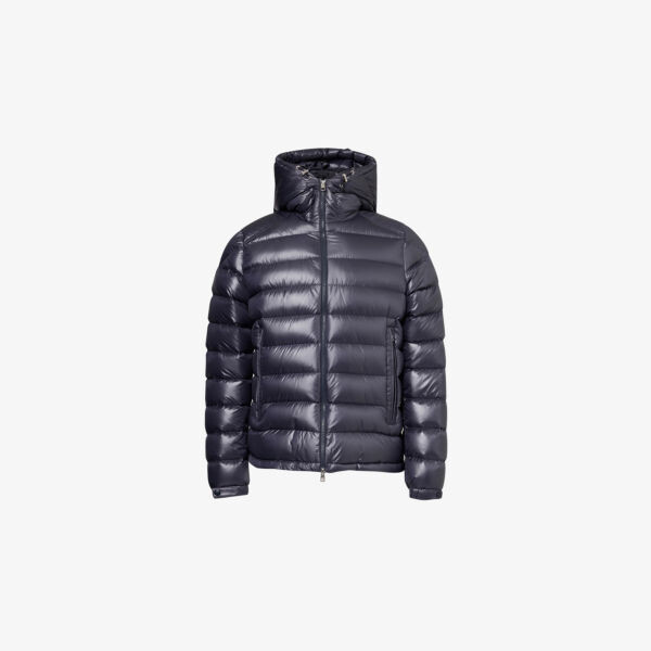 

Жилет-Пуховик с фирменной нашивкой Besines и воротником-трубой Moncler, синий