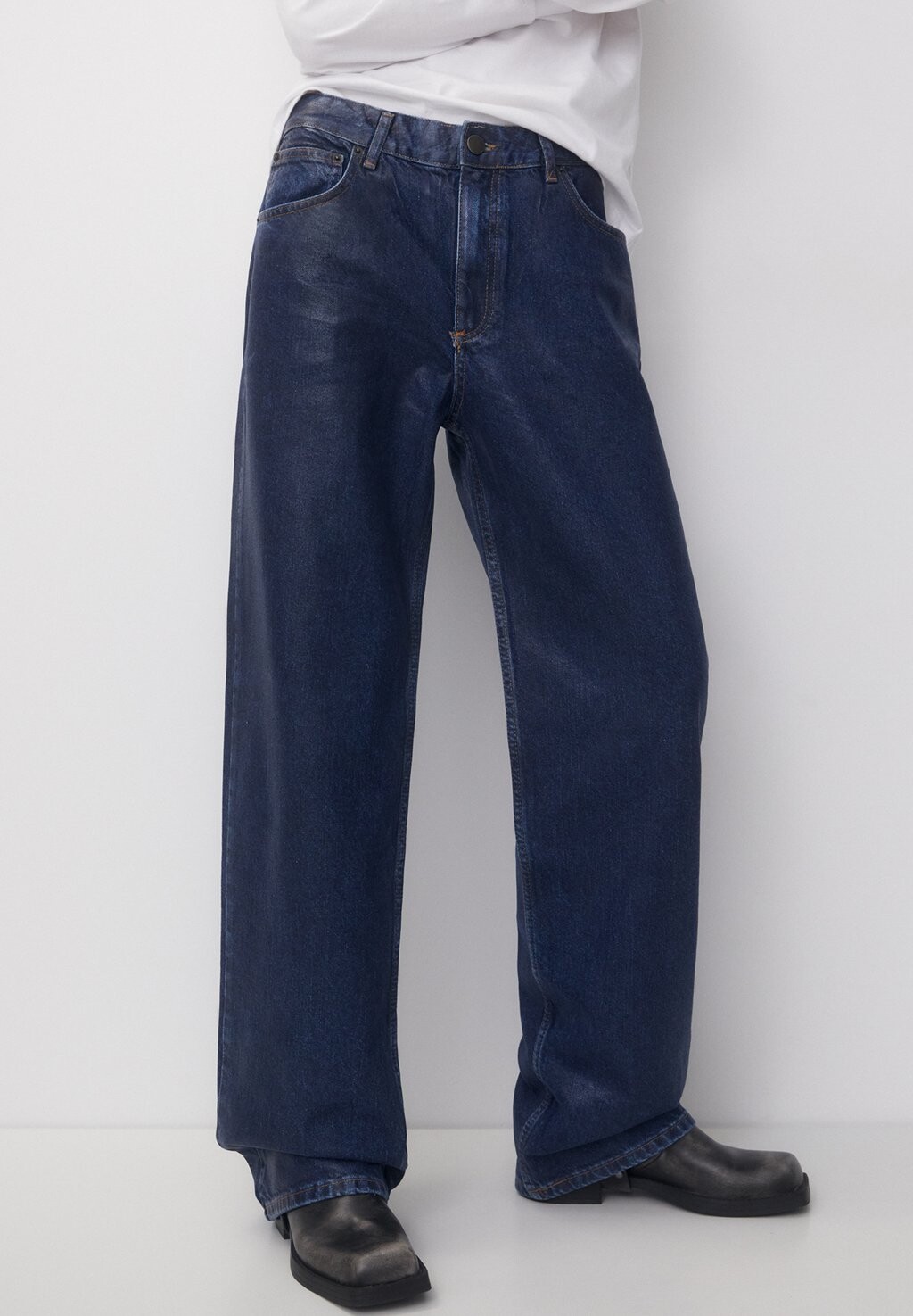 

Джинсы Baggy Coated Effect Baggy PULL&BEAR, цвет dark blue