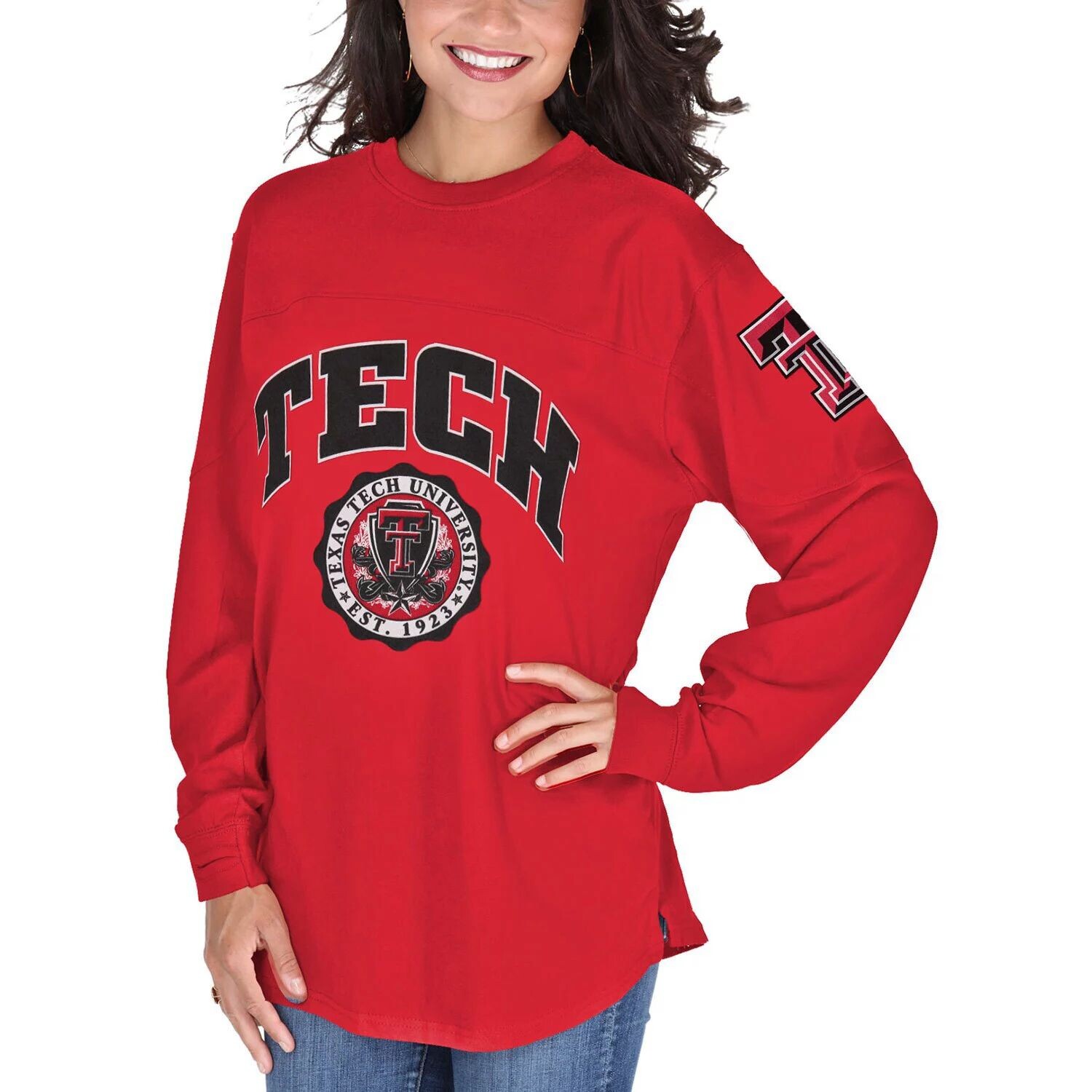 

Красная женская футболка с длинным рукавом Texas Tech Red Raiders Edith, Красный