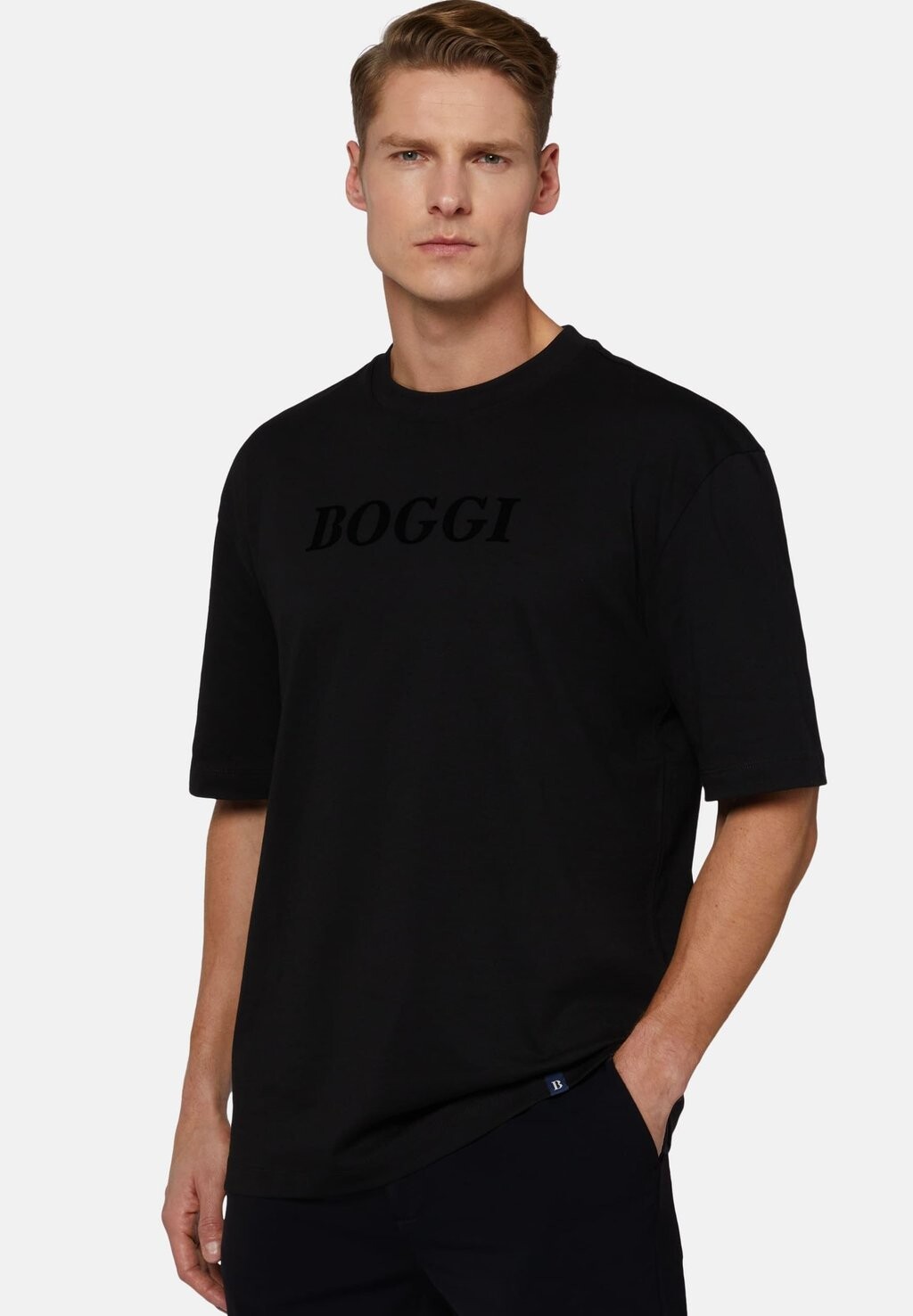 

Футболка с принтом Boggi Milano, черная, Черный