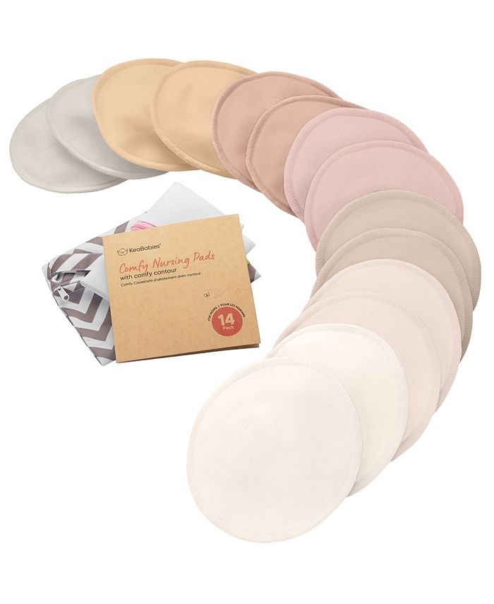 Органические прокладки для кормления беременных, 14 шт., моющиеся прокладки для груди + мешок для мытья, многоразовые прокладки для сосков KeaBabies, цвет Neutrals