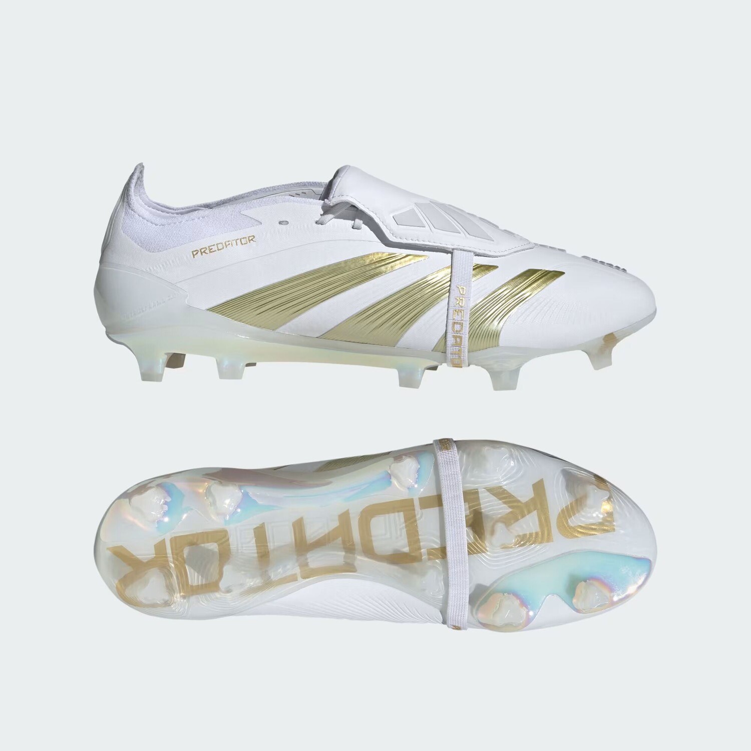 

Футбольные бутсы Predator Elite со складным язычком на твердом грунте Adidas, цвет Cloud White/Gold Metallic/Cloud White