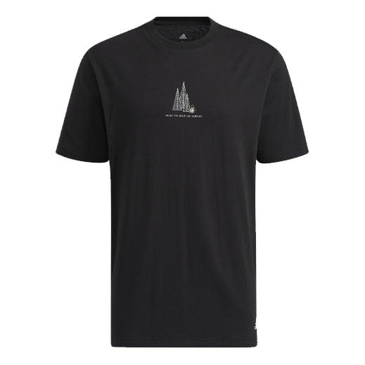Футболка Men's adidas Camping Graphic Short Sleeve Tee Pattern Round Neck Black T-Shirt, черный