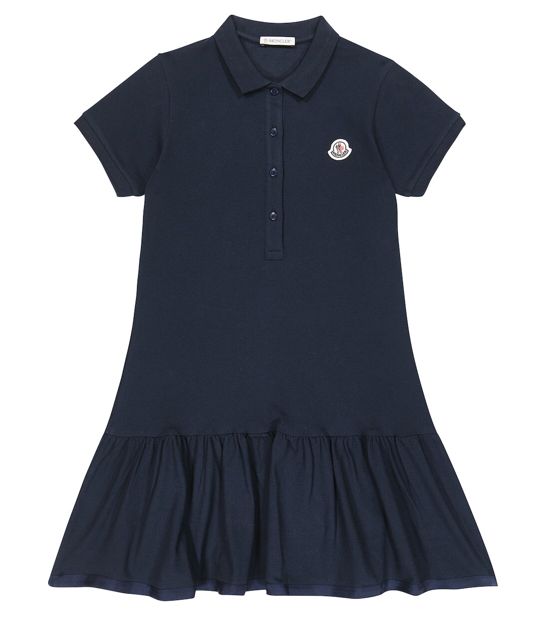 

Платье-поло из смесового хлопка пике Moncler Enfant, синий