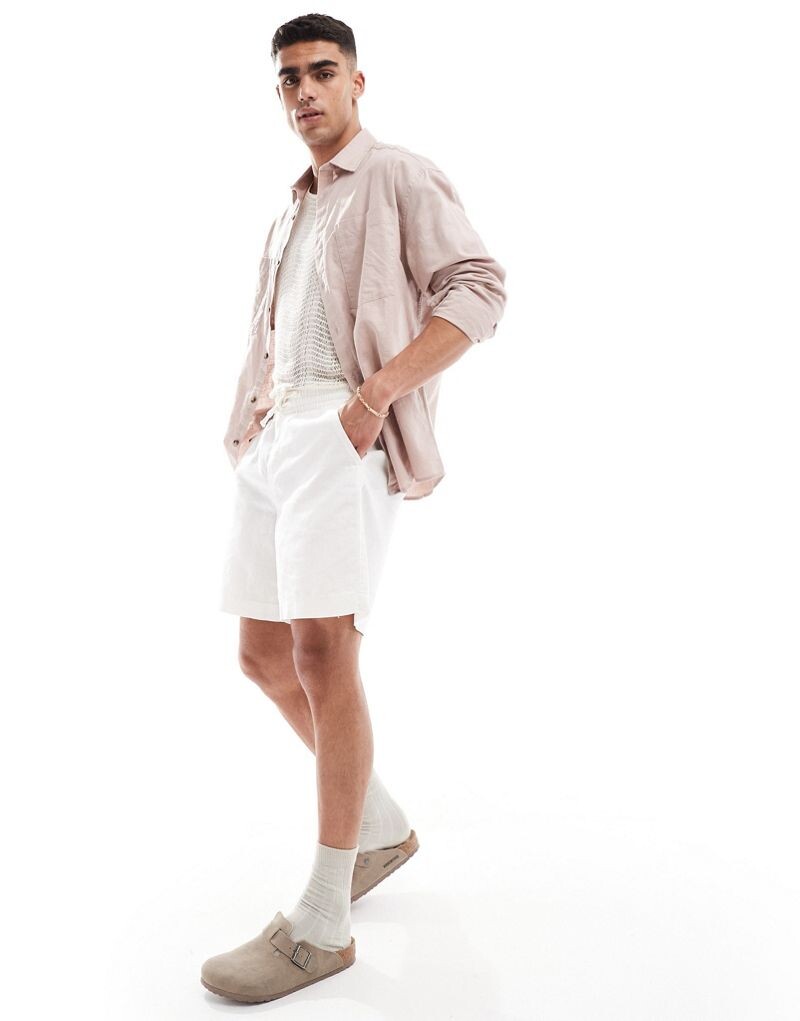 Белые широкие шорты из льняного микса ASOS DESIGN