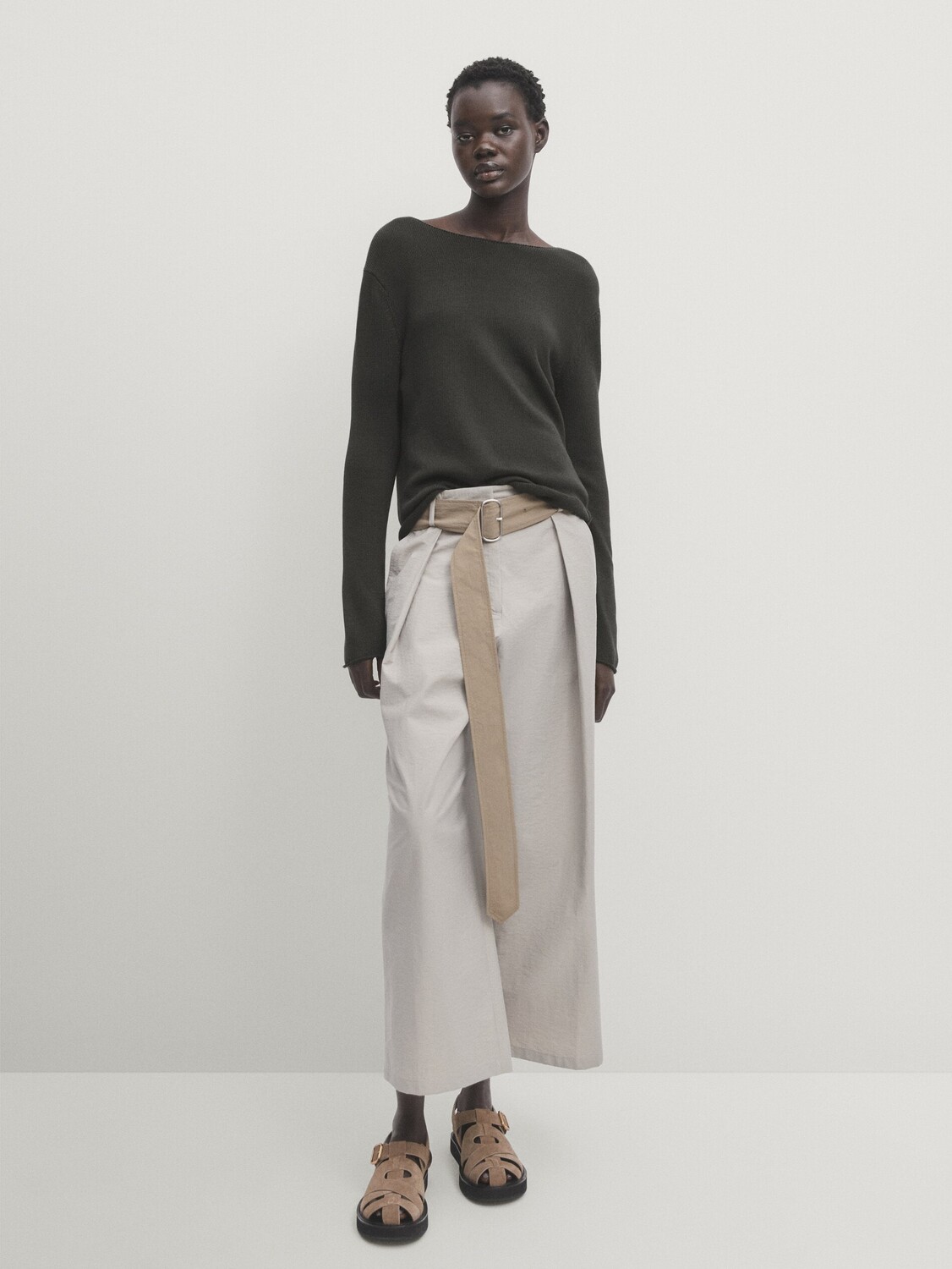 

Свитер из 100% хлопка с круглым вырезом Massimo Dutti, зеленый