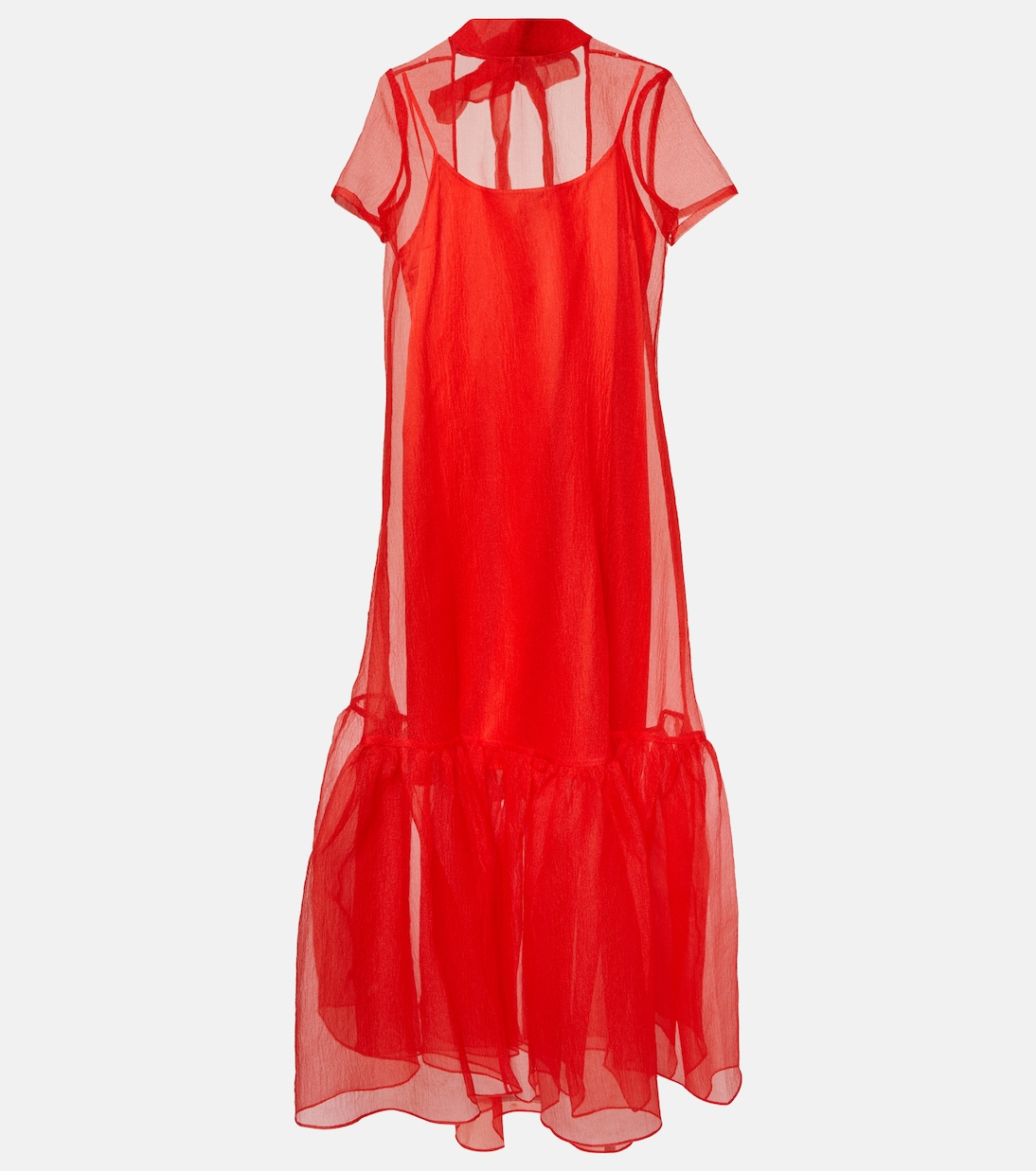Платье calluna из органзы с оборками Staud, красный