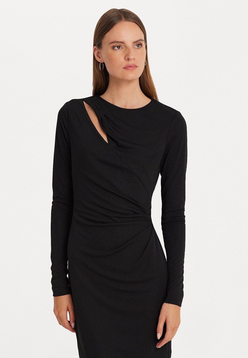 Платье из джерси Lauren Ralph Lauren MAITLON LONG SLEEVE DRESS, черный платье из джерси belina one shoulder evening dress lauren ralph lauren woman черный