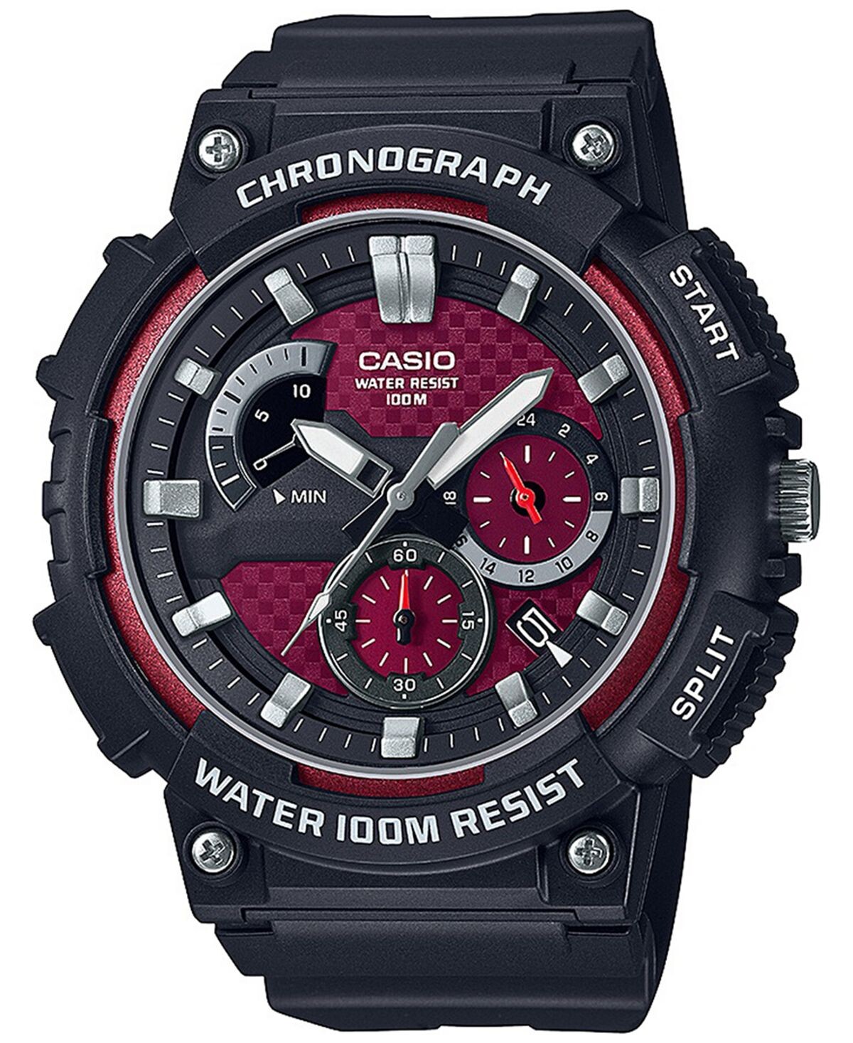 

Мужские часы с хронографом, черный полимерный ремешок, 54 мм Casio
