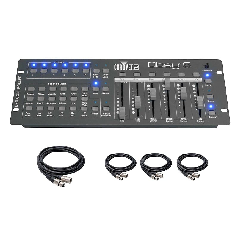 

Контроллер освещения Chauvet Chauvet Lighting Obey 6 DMX-512 Controller + DMX Cables Package