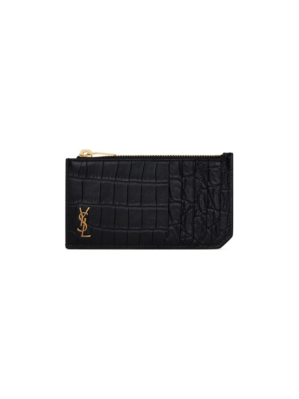

Визитница с тиснением под крокодила Saint Laurent, неро