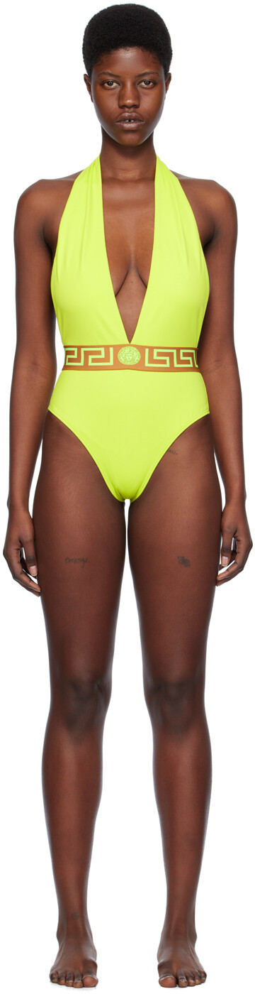 

Желтый цельный купальник Greca Versace Underwear