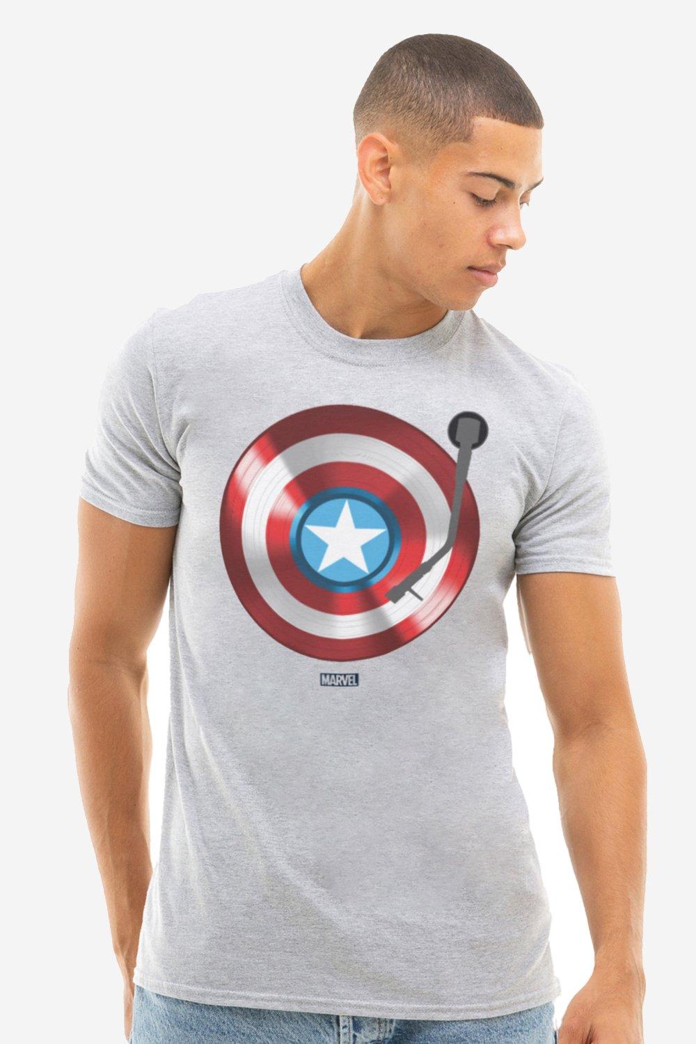 Футболка «Капитан Америка с рекордным щитом» Marvel, серый