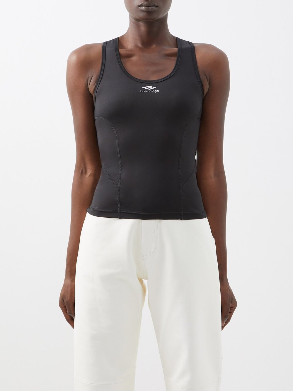 

Майка с гоночной спиной и логотипом Balenciaga, черный