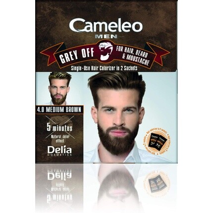 

Cameleo Men Color Cream Medium Brown — упаковка из 2 пакетиков для волос, бороды и усов