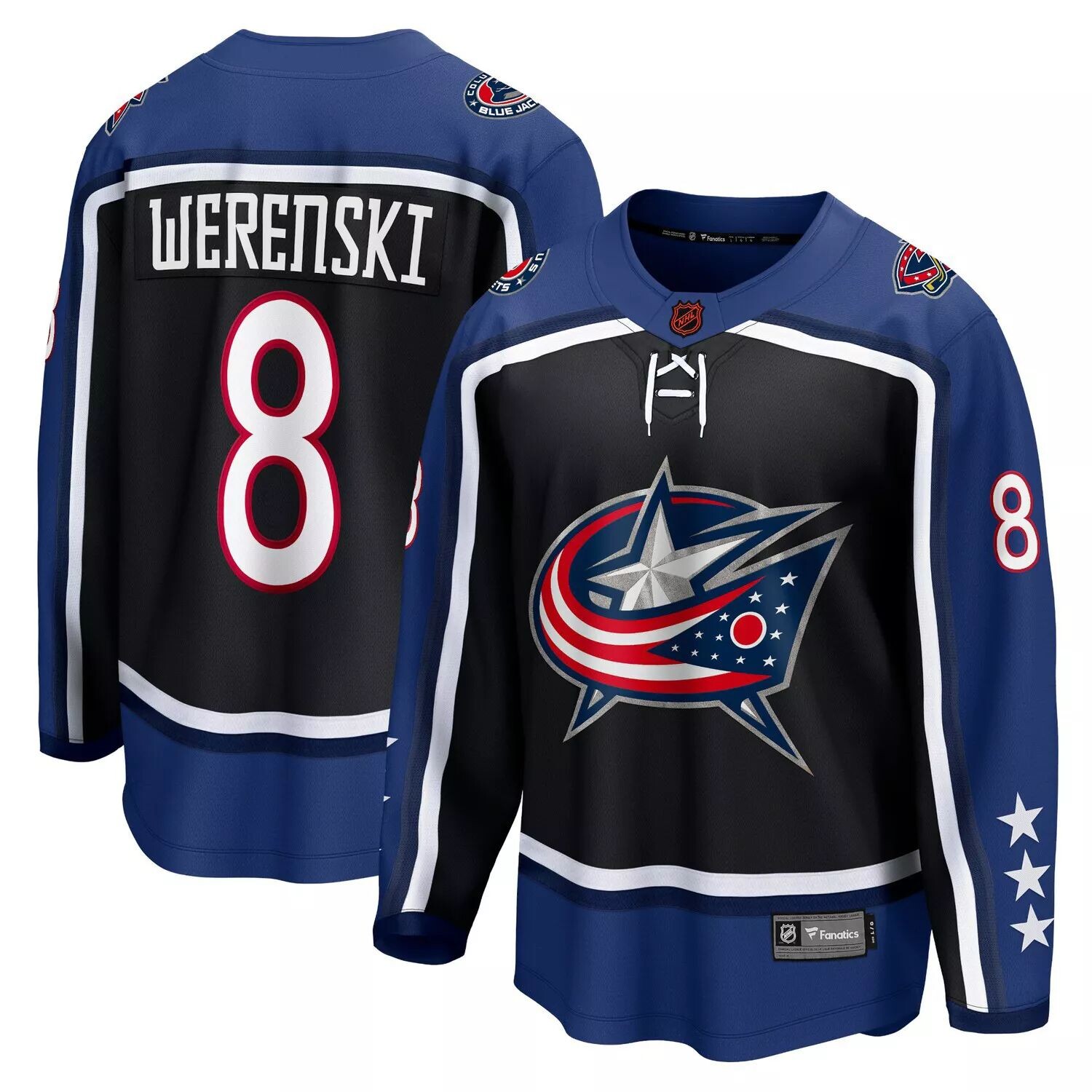 

Мужские черные футболки Columbus Blue Jackets Fanatics Branded Zach Werenski Special Edition 2.0 Breakaway Player