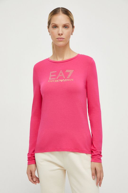 Рубашка с длинным рукавом EA7 Emporio Armani, розовый