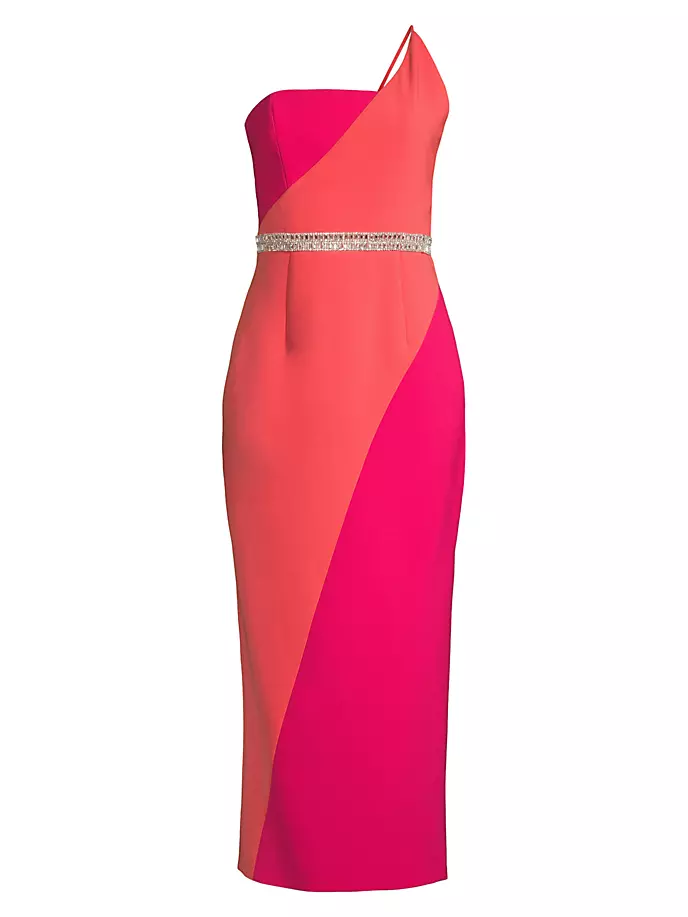 

Платье миди Paige с цветными блоками и кристаллами Toccin, цвет rose coral