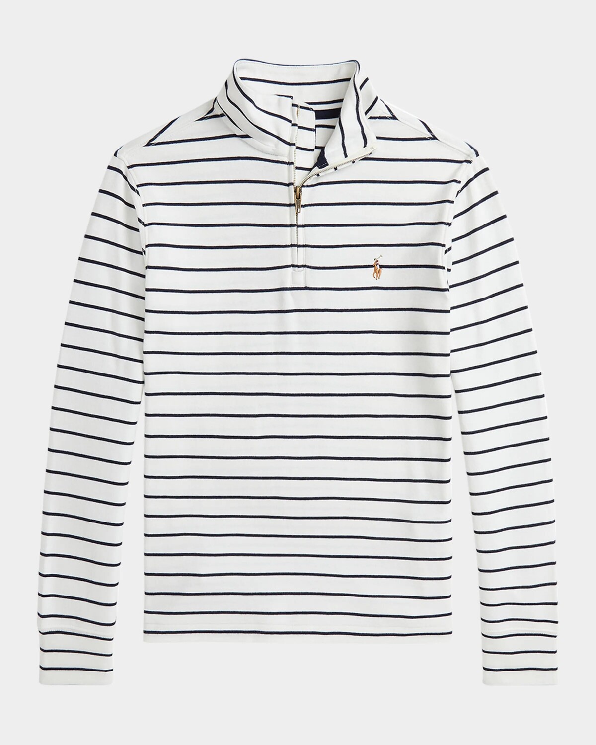 

Полосатый пуловер на молнии для мальчика, размер 2–7 Ralph Lauren Childrenswear, цвет Nevisrl Navy