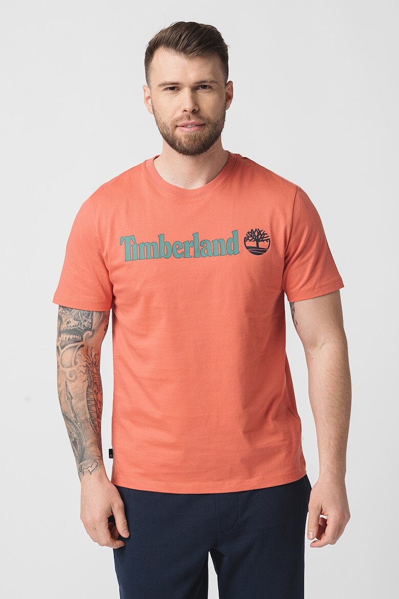

Линейная футболка с овальным вырезом и логотипом Timberland, красный