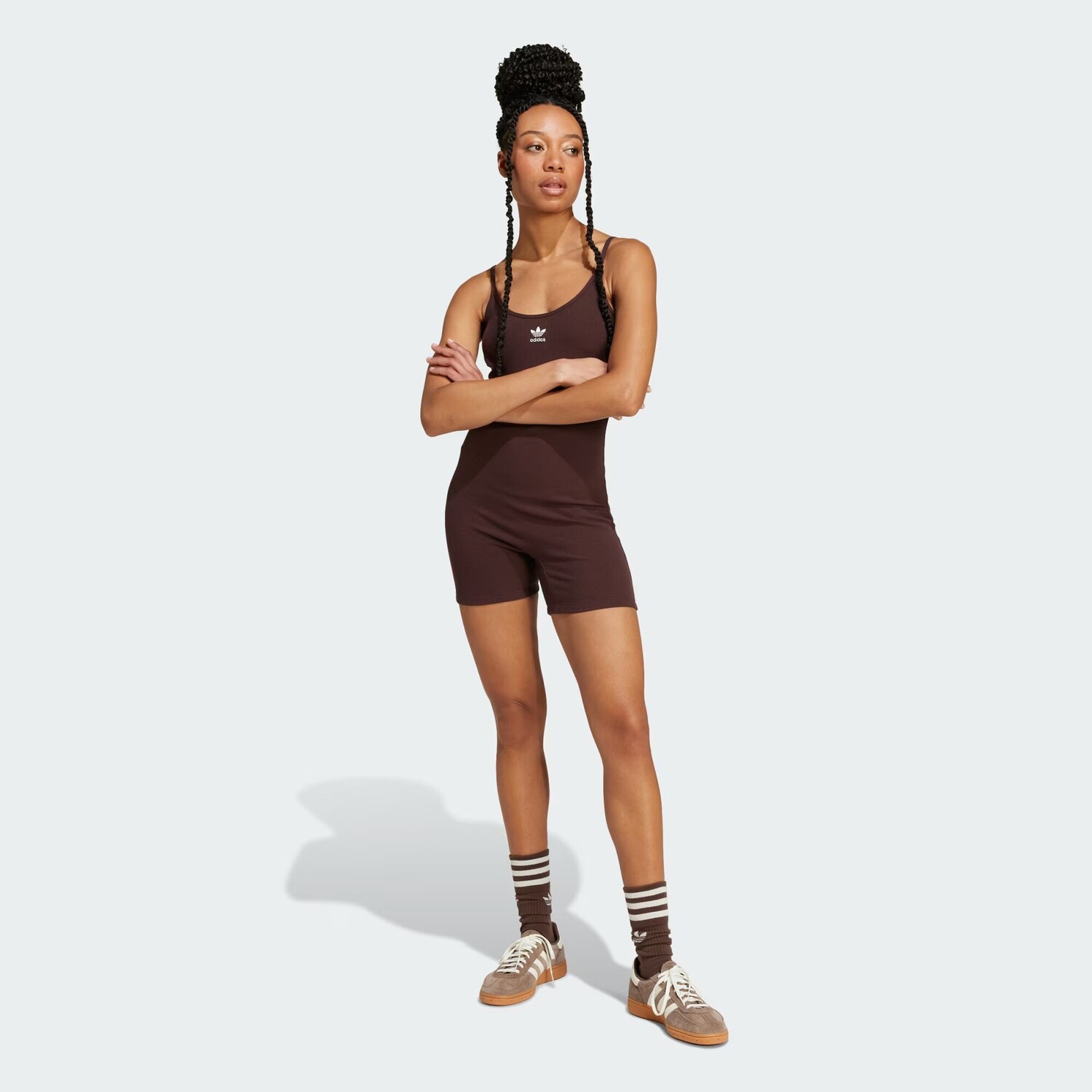 

Боди Essentials в рубчик Adidas, цвет Shadow Brown