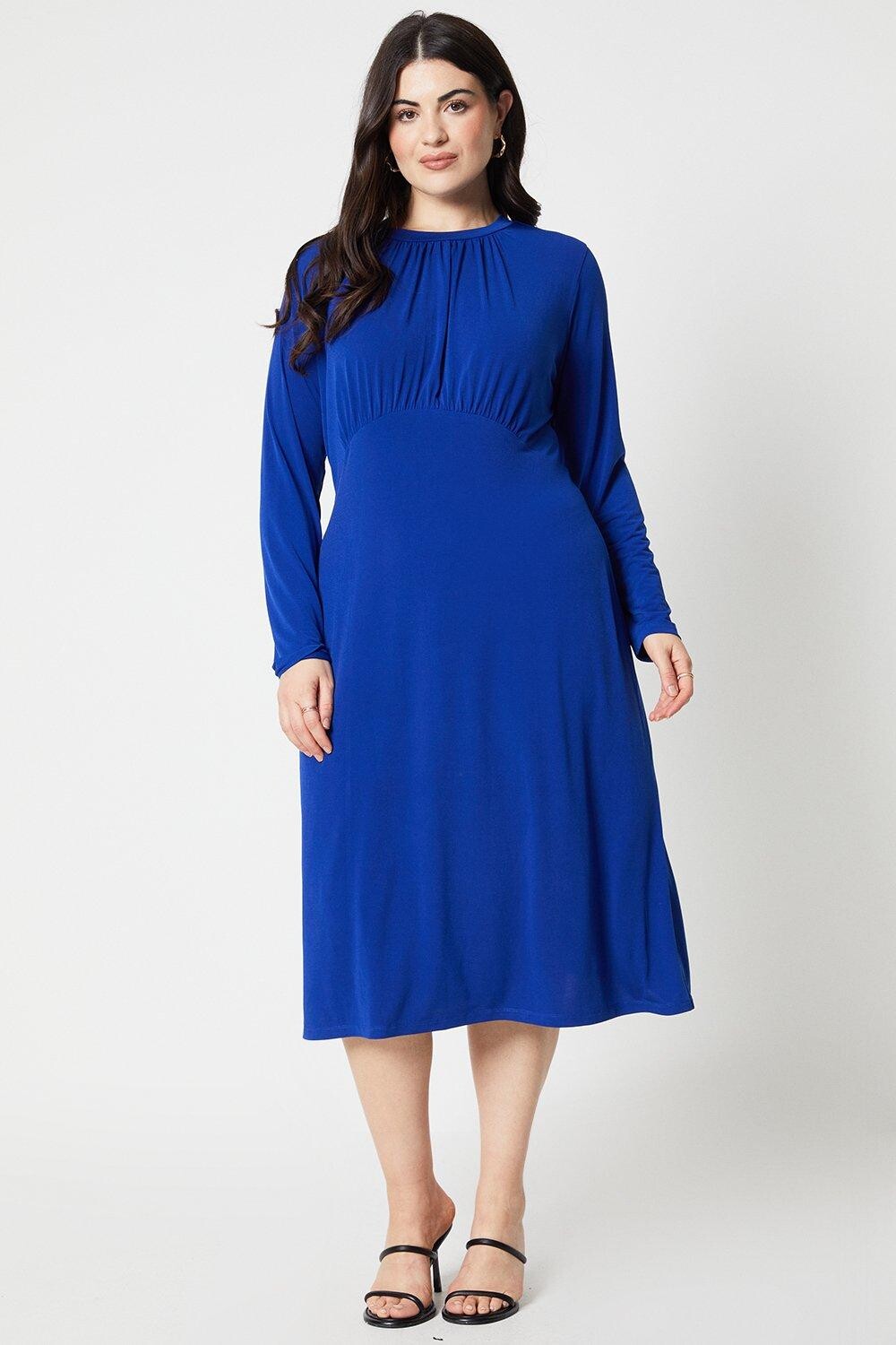 

Платье миди с длинными рукавами Curve Empire Dorothy Perkins, синий