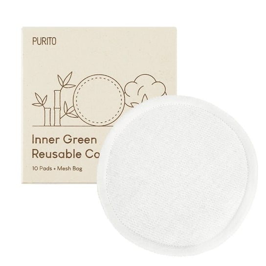 Внутренние зеленые многоразовые ватные диски, ватные диски, 10 шт. Purito