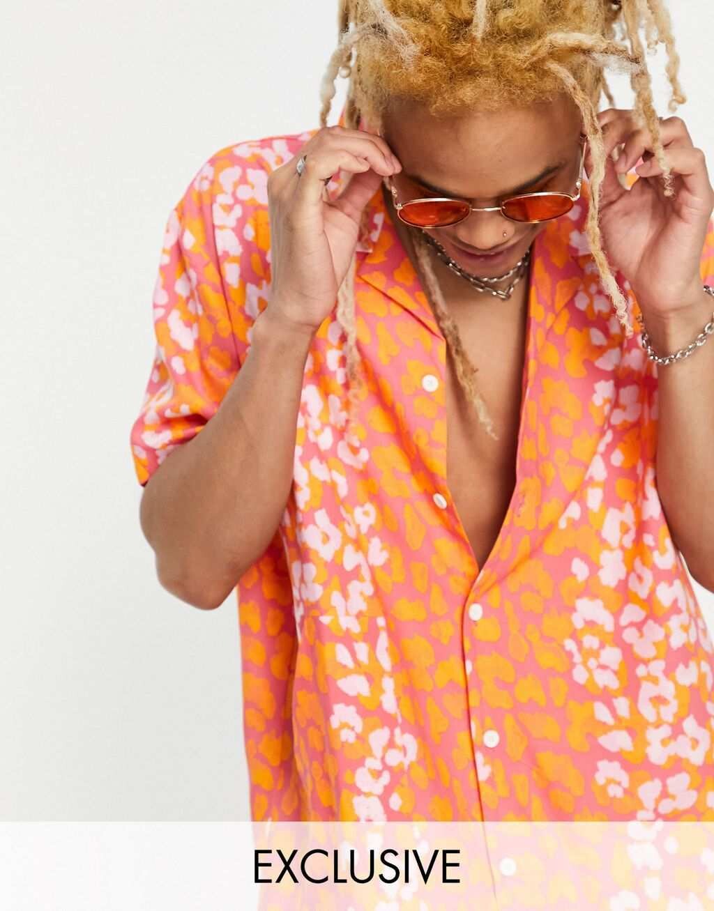 

Коралловая рубашка с животным принтом ASOS MADE IN KENYA revere