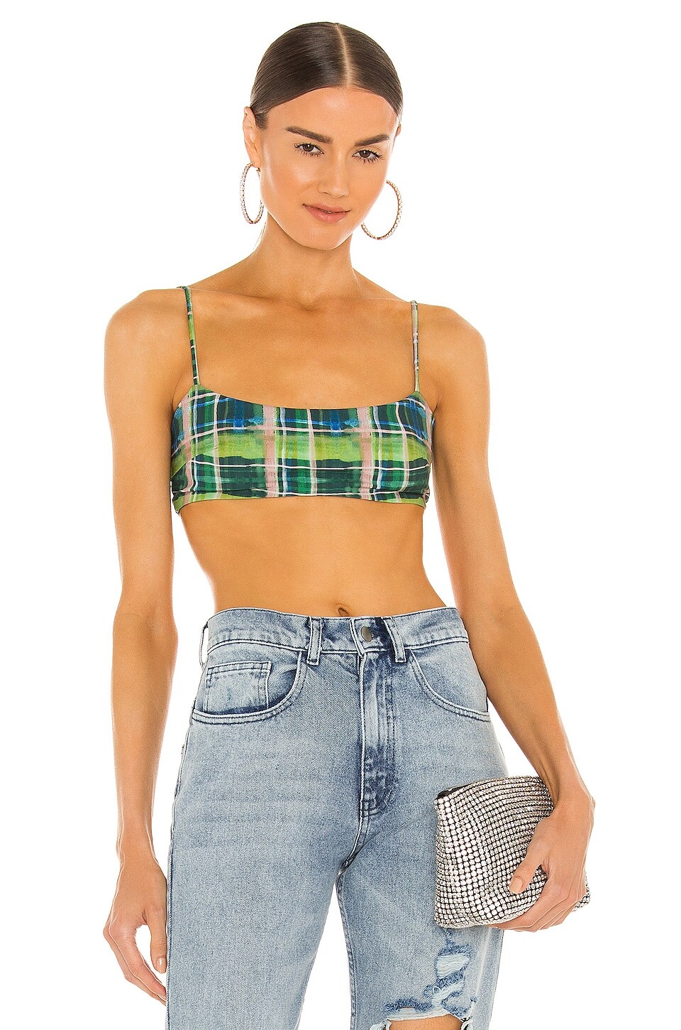 

Топ GUIZIO Plaid Bralette, цвет Deep Green